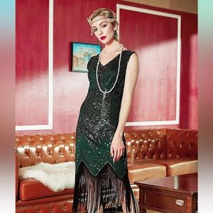 Green Flapper 1920s Dress | Size S